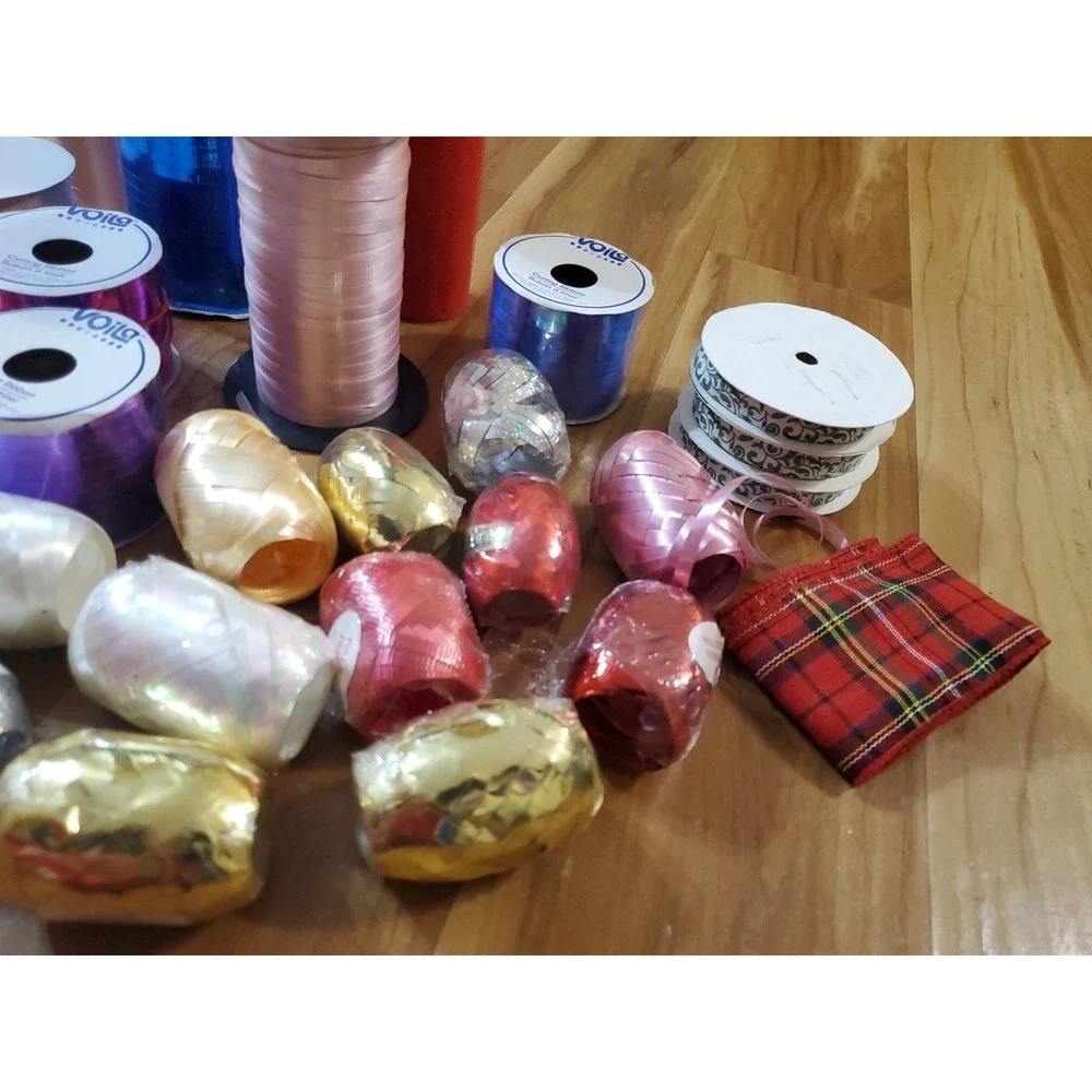 Lot Vintage Now Curling Ribbon Tulle Multicolor‎ Used And Unused